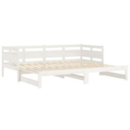 Berkfield Pull-Out Day Bed White Solid Wood Pine 2X(90X200) Cm - thumbnail 9