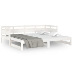 Berkfield Pull-Out Day Bed White Solid Wood Pine 2X(90X200) Cm - thumbnail 5