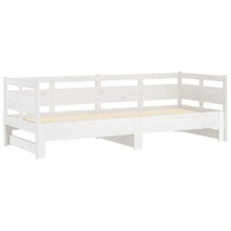Berkfield Pull-Out Day Bed White Solid Wood Pine 2X(90X200) Cm - thumbnail 6