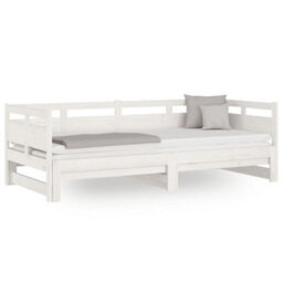 Berkfield Pull-Out Day Bed White Solid Wood Pine 2X(90X200) Cm - thumbnail 2