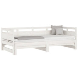 Berkfield Pull-Out Day Bed White Solid Wood Pine 2X(90X200) Cm - thumbnail 3