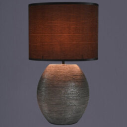 K Living Waltham Brushed Silver Ceramic Table Lamp Complete With Satin Shade - thumbnail 3