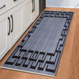 Ameha Luxury Non Slip Printed Runner Rugs Kitchen Hallway Floor Mats Indoor/outdoor Greek Grey Pattern Rug, 60X220 Cm - thumbnail 2