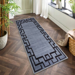 Ameha Luxury Non Slip Printed Runner Rugs Kitchen Hallway Floor Mats Indoor/outdoor Greek Grey Pattern Rug, 60X220 Cm - thumbnail 5