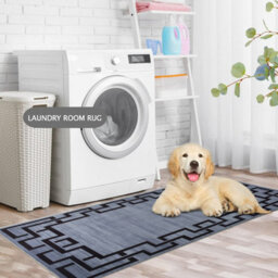 Ameha Luxury Non Slip Printed Runner Rugs Kitchen Hallway Floor Mats Indoor/outdoor Greek Grey Pattern Rug, 60X220 Cm - thumbnail 7