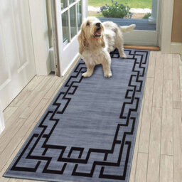 Ameha Luxury Non Slip Printed Runner Rugs Kitchen Hallway Floor Mats Indoor/outdoor Greek Grey Pattern Rug, 60X220 Cm - thumbnail 8