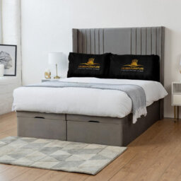 UKBEDFURNITURE Luxor Plush Grey End Opening Divan Ottoman Bed With 54 Inch Headboard - thumbnail 1