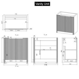 Royal Bathrooms Avenza 800mm Fluted Floor Standing Vanity Unit Terracotta Clay 2 Door Storage Cabinet With Ceramic Basin - thumbnail 8