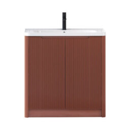 Royal Bathrooms Avenza 800mm Fluted Floor Standing Vanity Unit Terracotta Clay 2 Door Storage Cabinet With Ceramic Basin - thumbnail 7
