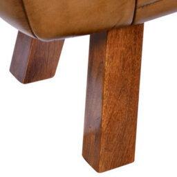 Real Genuine Leather Foot Stool Hall Bench Pommel Horse Brown Tan 45Cm High X 134Cm Wide X 40Cm Deep - thumbnail 4