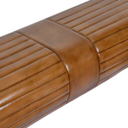 Real Genuine Leather Foot Stool Hall Bench Pommel Horse Brown Tan 45Cm High X 134Cm Wide X 40Cm Deep - thumbnail 3