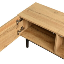 Btm Modern Tv Cabinet With Led, Large Storage, Woodgrain Finish, Minimalist 3Cabinet Media Unit 175X31X41 Cm - thumbnail 8