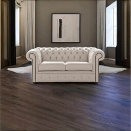 Chesterfield 2 Seater Shelly Rice Mink Leather Sofa Settee Bespoke In Classic Style - thumbnail 3