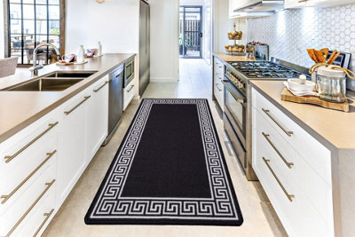 Smart Living Heavy Duty Machine Washable Runner For Hallway, Kitchen Non Slip Floor Mats, Door Mat 40Cm X 60Cm - Black Cream - image 1