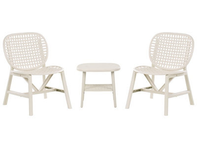 Gardenlux Garden Bistro Set - Off-White Low Table And 2 Low-Profile Chairs - Wyld And Coco - image 1