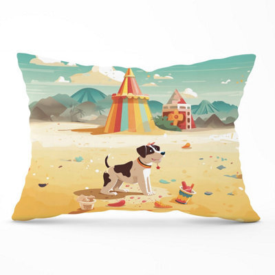 Warren Reed Designer Doggy On A Beach Holiday Cushions 33Cm X 48Cm - image 1