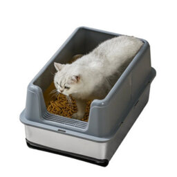 London Boutique Stainless Steel Cat Litter Tray, 60X40X35.5Cm Open Top Litter Box, High Sided, Easy Clean, Grey - thumbnail 6