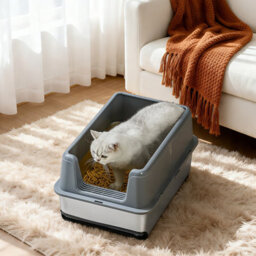 London Boutique Stainless Steel Cat Litter Tray, 60X40X35.5Cm Open Top Litter Box, High Sided, Easy Clean, Grey - thumbnail 3
