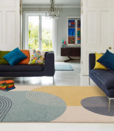 Furniturebox Uk Retro Blue & Yellow Arches Rug 200X290 - thumbnail 1