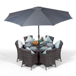 That's Furniture Savannah Round 6 Seater Rattan Patio Dining Set - Grey - thumbnail 3
