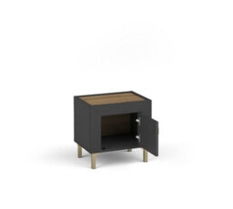 Arte Mossa Compact Bedside Table In Black & Oak - W480mm X H470mm X D360mm - thumbnail 2
