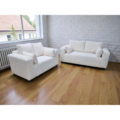 Lunar 3+2 Sofa Set Cream Fullback - image 1