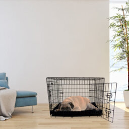 Actiaspet Medium Dog Bed Cage Crate Pet Waterproof Hygienic Bedding Tough Hardwearing Cushion Mat Black - thumbnail 3