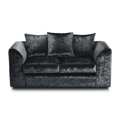 Furnishings For Less UK Crystal Crushed Velvet Fabric Fabric 2 Seater Sofa Black - Scatter Back - image 1