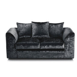 Furnishings For Less UK Crystal Crushed Velvet Fabric Fabric 2 Seater Sofa Black - Scatter Back - thumbnail 1