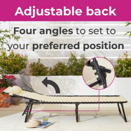 Neo Pair Of Cream Outdoor Garden Folding Sun Loungers - thumbnail 2