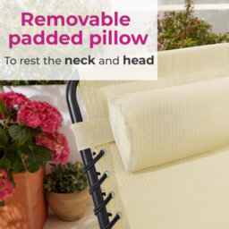 Neo Pair Of Cream Outdoor Garden Folding Sun Loungers - thumbnail 4