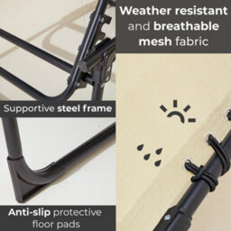 Neo Pair Of Cream Outdoor Garden Folding Sun Loungers - thumbnail 3