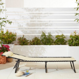 Neo Pair Of Cream Outdoor Garden Folding Sun Loungers - thumbnail 9