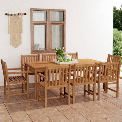 Berkfield 9 Piece Garden Dining Set Solid Teak Wood - image 1