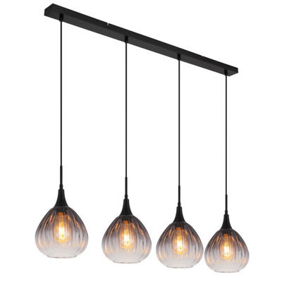 Luminosa Lighting Luminosa Olsen Bar Pendant Ceiling Light Matt Black Smoke Glass Shade 4X E27 - image 1
