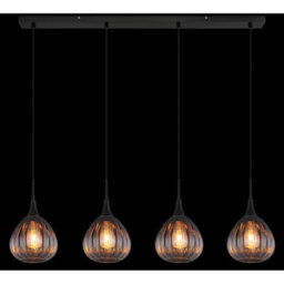 Luminosa Lighting Luminosa Olsen Bar Pendant Ceiling Light Matt Black Smoke Glass Shade 4X E27 - thumbnail 5