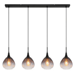 Luminosa Lighting Luminosa Olsen Bar Pendant Ceiling Light Matt Black Smoke Glass Shade 4X E27 - thumbnail 3