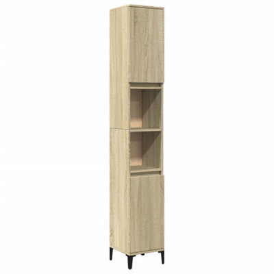 Berkfield Durable Bathroom Cabinet Sonoma Oak 30X30X190 Cm Engineered Wood