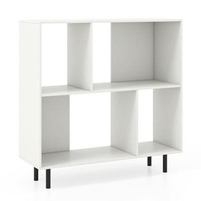 Costway Open Shelf Bookcase Mid Century Modern Minimalist Cube Bookshelf-White - image 1
