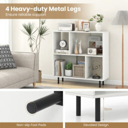 Costway Open Shelf Bookcase Mid Century Modern Minimalist Cube Bookshelf-White - thumbnail 8