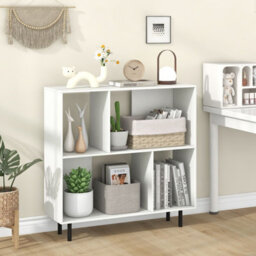 Costway Open Shelf Bookcase Mid Century Modern Minimalist Cube Bookshelf-White - thumbnail 4