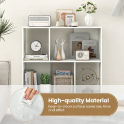 Costway Open Shelf Bookcase Mid Century Modern Minimalist Cube Bookshelf-White - thumbnail 6