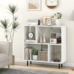 Costway Open Shelf Bookcase Mid Century Modern Minimalist Cube Bookshelf-White - thumbnail 5