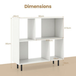 Costway Open Shelf Bookcase Mid Century Modern Minimalist Cube Bookshelf-White - thumbnail 2