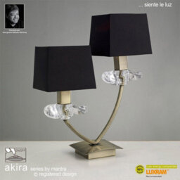 Luminosa Lighting Luminosa Akira Table Lamp 2 Light E14, Antique Brass With Black Shades - thumbnail 2
