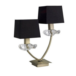 Luminosa Lighting Luminosa Akira Table Lamp 2 Light E14, Antique Brass With Black Shades - thumbnail 1