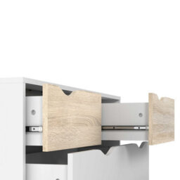 Wyld Haus Sapporo White And Natural Oak Effect Tall 5-Drawer Chest - thumbnail 5