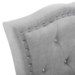 Wyld and Coco Luxenest Eu Single Bed Grey Fabric 3Ft Upholstered Frame With Crystal Button Tufted Headboard And Nailhead Trim - thumbnail 8