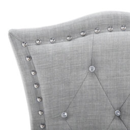 Wyld and Coco Luxenest Eu Single Bed Grey Fabric 3Ft Upholstered Frame With Crystal Button Tufted Headboard And Nailhead Trim - thumbnail 7
