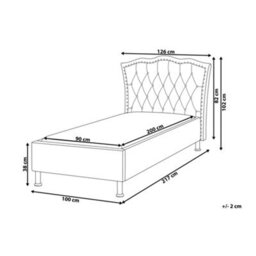 Wyld and Coco Luxenest Eu Single Bed Grey Fabric 3Ft Upholstered Frame With Crystal Button Tufted Headboard And Nailhead Trim - thumbnail 5